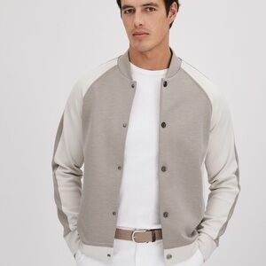 Reiss Gray and Cream Bomber Jacket